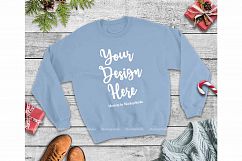 Christmas Winter Party Light Blue Unisex Sweatshirt Mock Up Product Image 1