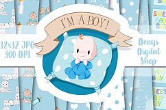 Baby Boy, Baby Shower, Blue Baby Patterned, Scrapbooking Product Image 2