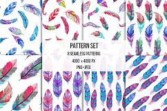 Watercolor Feathers Clipart, Pattern, Poster Collection Product Image 2