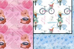 Watercolor Bonjour Paris seamless digital paper pack Product Image 2