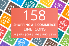 158 Shopping &amp; E-Commerce Line Inverted Icons Product Image 1