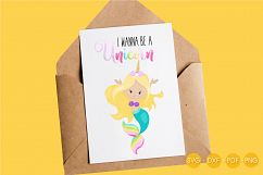 Wanna Be A Unicorn Mermaid cutting files svg, dxf, pdf, eps included - cut files for cricut and silhouette - Cutting Files SG Product Image 3