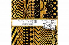 Gold Foil Patterns - Gold and Black Digital Paper Product Image 1