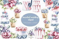 Boho succulent wedding clipart Product Image 1