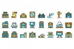 Exhibition center icons set vector flat Product Image 1