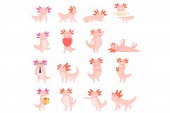 Axolotl icons set, cartoon style Product Image 1