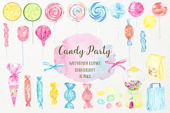 Watercolor Candy Party Clip Art  Product Image 4