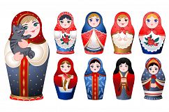 Nesting doll icons set, cartoon style Product Image 1