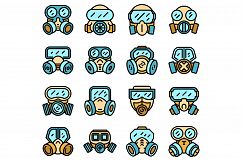 Gas mask icons set vector flat Product Image 1