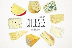 Watercolor Cheeses Clipart, Cheeses Clip Art, Cheese Clipart Product Image 1