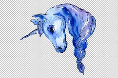 Beautiful unicorns PNG watercolor set Product Image 3