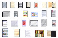 E-book application icons set, cartoon style Product Image 1