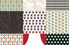 Cinema Digital Paper, Movie Theater scrapbook backgrounds, Film Camera, Popcorn, Director, Oscar Awards Seamless patterns, Planer sticker papers Product Image 2