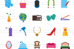 50 Household Objects Flat Multicolor Icons Product Image 2