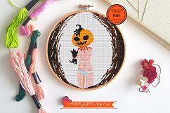 Halloween, Cross Stitch pattern PDF, Orange pumpkin Product Image 2