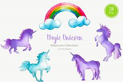 Watercolor Unicorn Clipart Unicorn Party Nursery Decor Product Image 5
