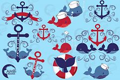 Nautical Whales clipart, graphics, illustrations AMB-926 Product Image 5