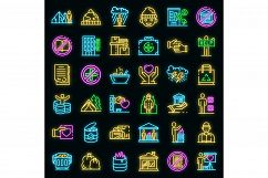 Homeless shelter icons set vector neon Product Image 1