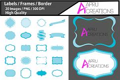 digital frames clipart / light blue label vector cut file SVG / label SVG / frames SVG/ border / printable high quality designs / hand drawn frames Product Image 1