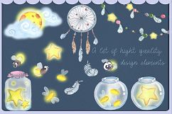 Arctic fox and glowwarm night watercolor clipart kit for bab Product Image 4