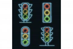 Traffic lights icons set vector neon Product Image 1