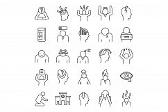 Stress emotion icons set, outline style Product Image 1