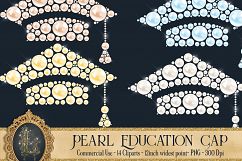 14 Pearl Education Cap Digital Clip Arts, Pearl Graduation Product Image 1