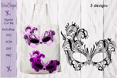 Lace mask, Masquerade Mask svg, Tattered Lace Mask svg, Masked ball svg, fcm files, girls svg, Product Image 3