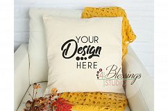 Fall Pillow Mockup Canvas Pillow Mockup Autumn Template Product Image 1