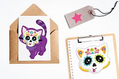 Sugar skull cats graphics and illustrations Product Image 4