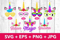 Magic Unicorn Faces SVG Product Image 1