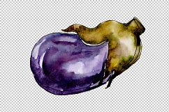 Purple eggplant vegetables PNG watercolor set Product Image 1