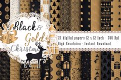 24 Luxury Black and Gold Christmas Holiday Digital Papers Product Image 1