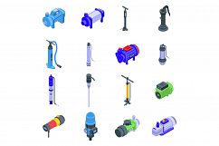 Pump icons set, isometric style Product Image 1