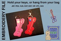 ITH Bass Guitar Key Fob - Embroidery Design Product Image 1