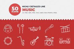 Music Line Icons Set Product Image 1