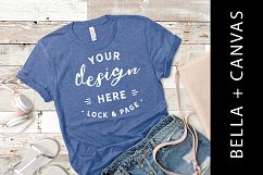 Heather Blue Bella Canvas 3001 Girls T-Shirt Mockup Product Image 1