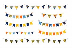 Birthday party bunting clipart, Colorful flags, pennants clip art Product Image 1