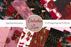 valentine digital papers floral roses papers Product Image 1