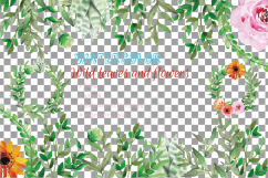 Wild leaves and flowers watercolor clip art pack Product Image 2