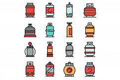 Gas cylinders icons set vector flat Product Image 1