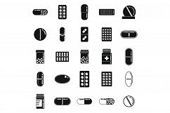 Pill drug icons set, simple style Product Image 1