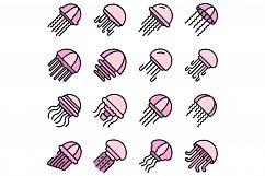 Jellyfish icons set vector flat Product Image 1