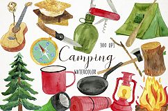 Watercolor Camping Clipart, Camping Clip Art, Boy Scout  Product Image 1