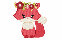Pretty Fox with a Halo of Flowers ~ Machine Embroidery Design in 2 sizes Product Image 1