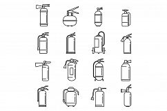 Alarm fire extinguisher icons set, outline style Product Image 1