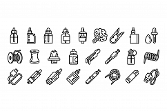 Electronic cigarette icons set, outline style Product Image 1