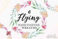 Flying Floral 6 Wreath Watercolor Floral Garlands Flowers Product Image 1