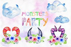 Watercolor funny monsters. Product Image 5