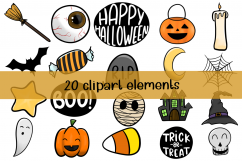 Halloween doodles clipart set Product Image 2